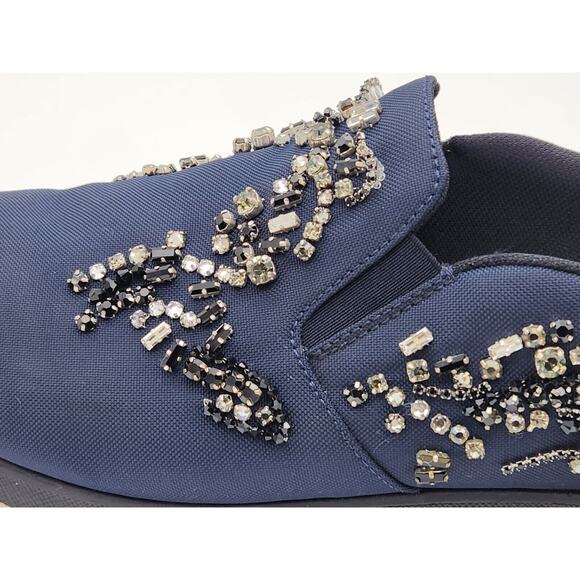 Prada Neoprene Crystal Slip On Blue Sneakers Size 41 - Picture 9 of 16